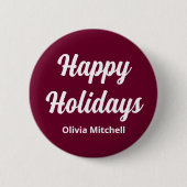 ダークブルゴーニュハッピーホリデーズボタン 缶バッジ (正面)