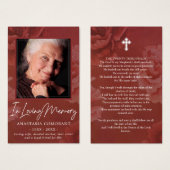 ダークブルゴーニュバラフローラ写真葬式カード (正面&裏面)