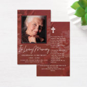 ダークブルゴーニュバラフローラ写真葬式カード (デスク)