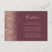 ダークブルゴーニュバラ金ゴールドグリッターウェディングレセプション エンクロージャーカード (正面)