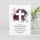 ダークブルゴーニュバラ&ホワイトクロスガール洗礼 招待状 (スタンド正面)