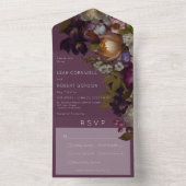 ダークブルゴーニュワインゴシックフローラディナー オールインワン招待状 (内側)