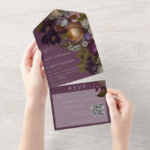 ダークブルゴーニュワインQRコード オールインワン招待状 (貼ってはがせる)