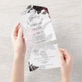 ダークブルゴーニュ黒バラ結婚ズ秋冬 オールインワン招待状 (貼ってはがせる)