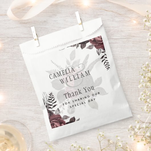 ダークブルゴーニュ黒バラ結婚ズ秋冬 フェイバーバッグ (クリップ留めされた状態)