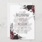 ダークブルゴーニュ黒バラ結婚ズ秋冬 招待状 (正面)