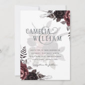 ダークブルゴーニュ黒バラ結婚ズ秋冬 招待状 (正面)