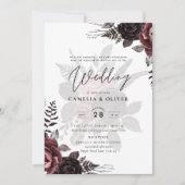 ダークブルゴーニュ黒バラ結婚ズ秋冬 招待状 (正面)