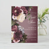 ダークブルゴーニュ&クリーぼやけムフローラブライダルシャワー 招待状 (スタンド正面)