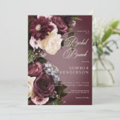 ダークブルゴーニュ&クリームぼやけフローラブライダルブランチ 招待状 (スタンド正面)