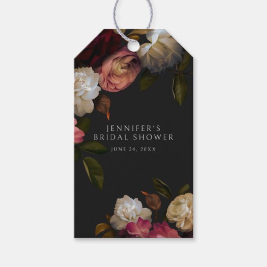 ダークブルゴーニュ&クリームピーニーブラックシャワー ギフトタグ (正面)