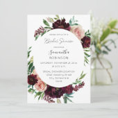 ダークブルゴーニュ&赤面ピンクフローラブライダルシャワー 招待状 (スタンド正面)
