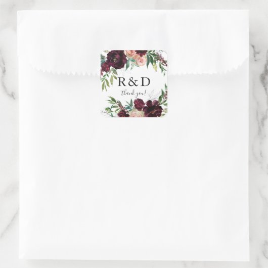 ダークブルゴーニュ&赤面ピンクフローラモノグラム – スクエアシール (バッグ)