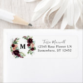 ダークブルゴーニュ&赤面ピンクフローラ2差出人住所 ラベル (インサイチュ)