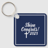 ダークブルーおめでとうございます卒業聖書の詩 キーホルダー (正面)