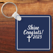 ダークブルーおめでとうございます卒業聖書の詩 キーホルダー (正面)