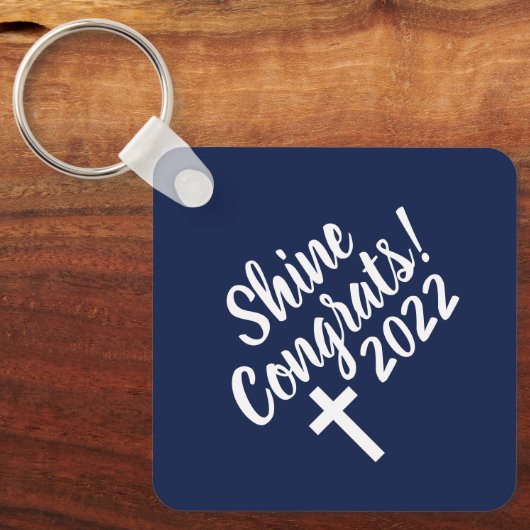 ダークブルーおめでとうございます卒業聖書の詩 キーホルダー (正面)