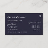 ダークブルーきらめくグリッタースターとモノグラム 名刺 (裏面)