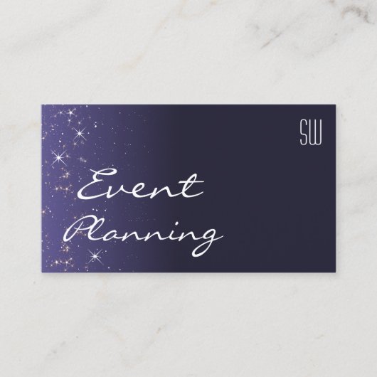 ダークブルーきらめくグリッタースターとモノグラム 名刺 (正面)