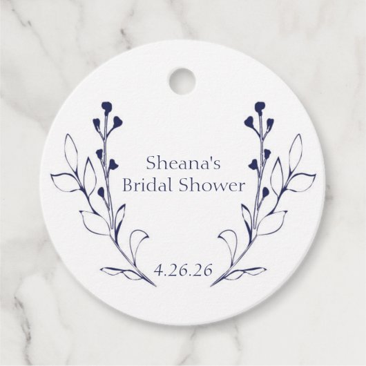 ダークブルーつる植物&フラワーズメッセージカード フェイバータグ (正面)