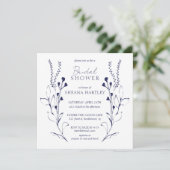 ダークブルーつる植物&フラワーブライダルシャワー招待 招待状 (スタンド正面)