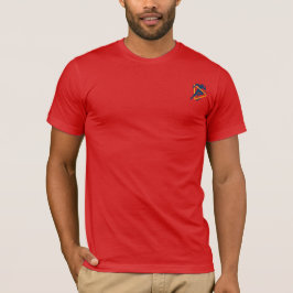 ダークブルーとイエローのランニングマンスポーツ左胸 Tシャツ