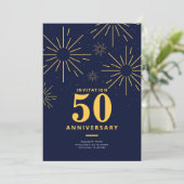 ダークブルーとイエローの花火 50周年 招待状 (スタンド正面)