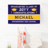 ダークブルーとイエロースクールカラー卒業 横断幕 (インサイチュ)