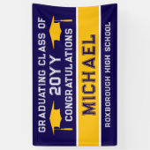 ダークブルーとイエロースクールカラー卒業 横断幕 (縦)