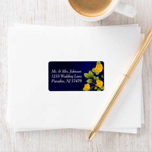 ダークブルーとイエローローズ結婚ズ ラベル (インサイチュ)