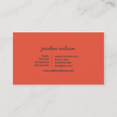 ダークブルーとオレンジのブロガーモダンタイポグラフィ 名刺 (裏面)