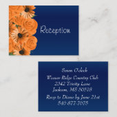 ダークブルーとオレンジバラ-披露宴 エンクロージャーカード (正面/裏面)