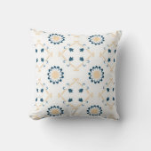 ダークブルーとクリーミーなイエローパターン クッション (正面)