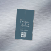 ダークブルーとクリームミニマルモダンデザイン マグネット名刺 (インサイチュ)