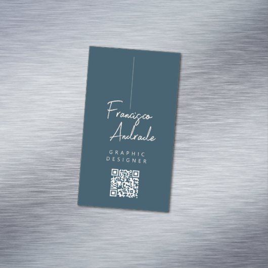 ダークブルーとクリームミニマルモダンデザイン マグネット名刺 (インサイチュ)