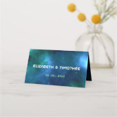 ダークブルーとグリーンの銀河系結婚ズ プレイスカード (裏面)