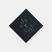 ダークブルーとグリーン葉のグリ素朴ネリー結婚ズ スタンダードカクテルナプキン (角)