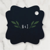 ダークブルーとグリーン葉のグリ素朴ネリー結婚ズ フェイバータグ (裏面)