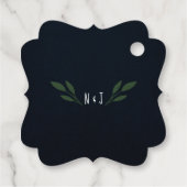 ダークブルーとグリーン葉のグリ素朴ネリー結婚ズ フェイバータグ (裏面)