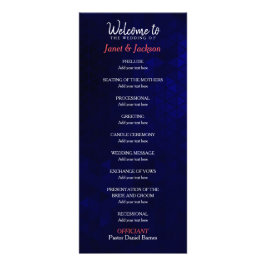 ダークブルーとコーラルバラ-結婚式 プログラム