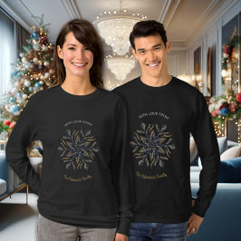 ダークブルーとゴールドのミッドナイトスパークルスターズ新年 Tシャツ