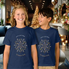 ダークブルーとゴールドのミッドナイトスパークルスターズ 新年 Tシャツ