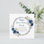 ダークブルーとシルバーのエレガントな花 スイート16 カード (スタンド正面)