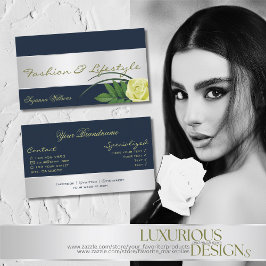 ダークブルーとシルバーデコージャスなバラ花 名刺