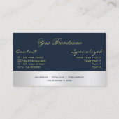 ダークブルーとシルバーデコージャスなバラ花 名刺 (裏面)