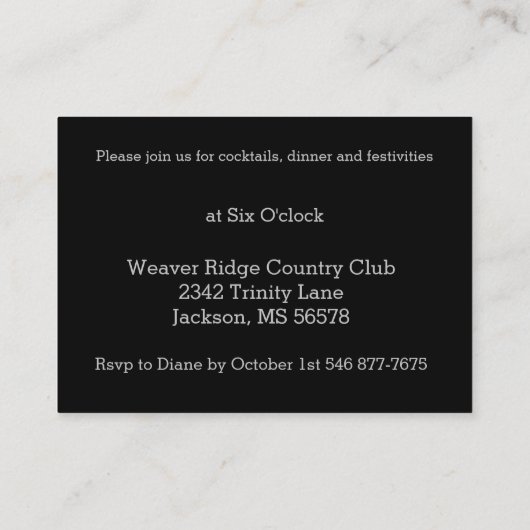 ダークブルーとシルバーマーブル – 披露宴 エンクロージャーカード (裏面)