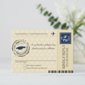 ダークブルーとタンジャマイカRSVPボーディングパス 出欠カード (スタンド正面)