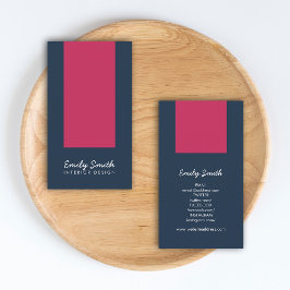 ダークブルーとダークピンクのインテリアデザインソーシャルメディア 名刺