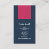 ダークブルーとダークピンクのインテリアデザインソーシャルメディア 名刺 (裏面)