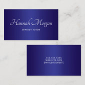 ダークブルーとディープブルーのオンブルエレガントスクリプト 名刺 (正面/裏面)